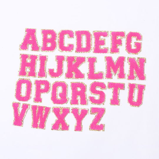 Low MOQ Stock A-Z Alphabet Self Backing Adhesive Backing Monogram Patches Embroidery Chenille Letter Iron On Patch Set