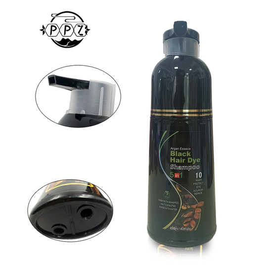 Nature black hair dye shampoo for all gray hair species easy to handle at home