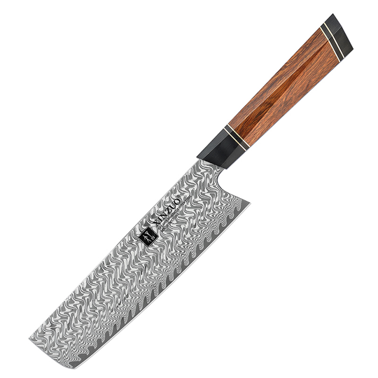 Ergonomic Desort Iron wood Handle and a Luxury Wooden Box 7 Inch 67 Layers Damascus Kitchen Vegetable Nakiri Knife