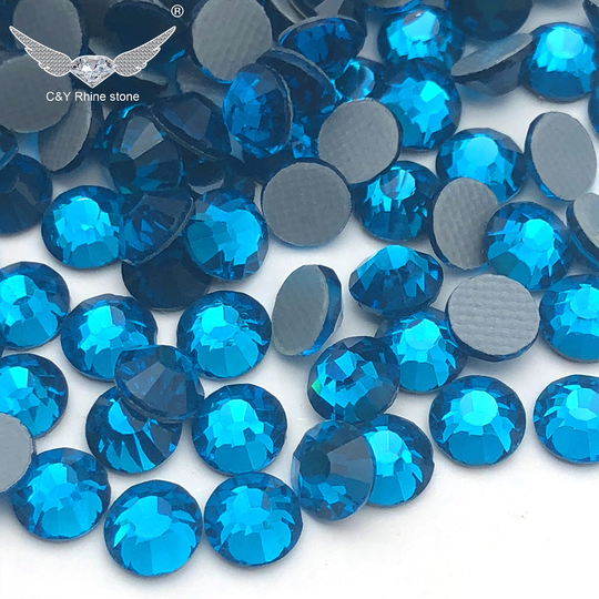 CY Peacock Blue Factory Wholesale Bulk Hot Fix Flat Back Iron On Rhinestone Hotfix