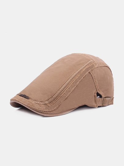 Men Women Washed Cotton Embroidery Iron Label Beret Hat Casual Forward Hat