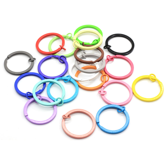 30mm Flat Round Split Key Rings 100pcs Iron Binder Rings Circle Key Holder Hook Key Chain Keychain Jewelry Findings