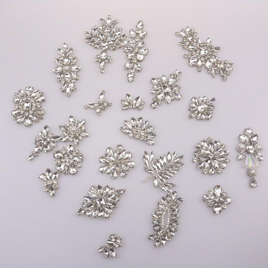 Diamond Beaded Crystal Rhinestone Patches Glue Back Fabric Iron On Beaded Applique Decoration Patches