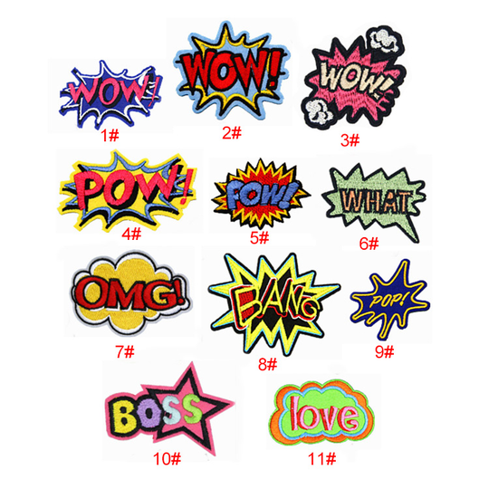 hot selling bulk stock iron on pow wow word embroidery patch logo for clothes