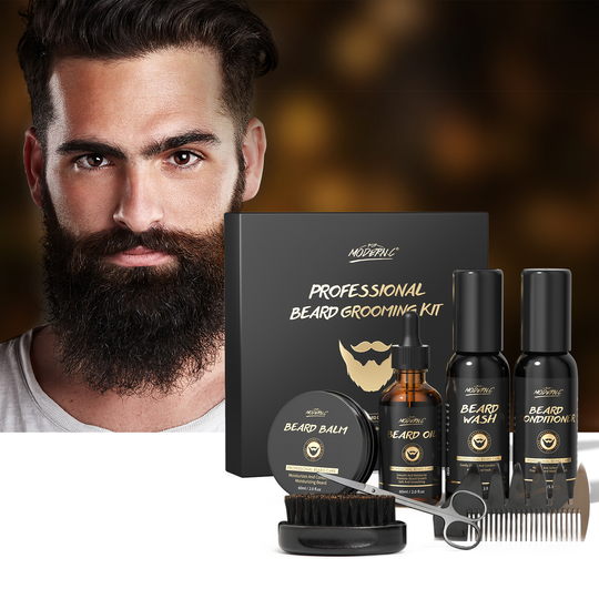 Custom Logo Men Beard Growth Set And Beard Grooming Kit Private Label Choose Oil Balm Serum Shampoo And Conditioner