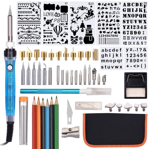 Wood Burning Tool Kit 55PCS Professional Pyrography Pen Soldering Iron Set Adjustable Temperature from 200-450°C for Beginners Adults Wood Burning Carving DIY Embossing Soldering