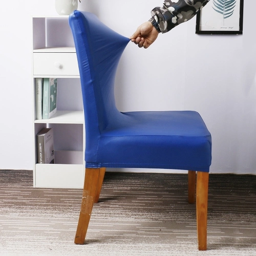 Stretch Solid Pu Leather Waterproof Dining Chair Cover Slipcover Removable Washable Short Dining Chair Protector Seat Solid Slipcovers for Hotel Dining 4pcs Black