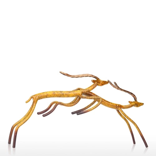 3 Antelopes Tooarts Iron Sculpture Home Decoration Crafts Animal Sculpture