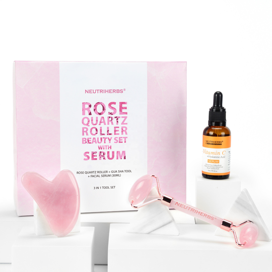 Vitamin C Serum With Jade Roller Facial Massager Gua Sha Tool Natural Jade Roller