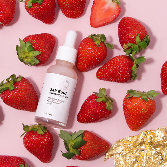Korean Skincare Face Serum Whitening Natural Organic Strawberry 24k Gold Serum Vitamin C Serum
