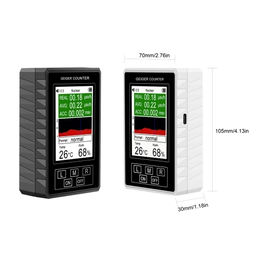 Portable Nuclear Radiation Electromagnetic Radiation Detector Geiger Counter Nuclear Radiation Detector Digital Large Screen with Dose Alarm Function (Not Include Batteries )