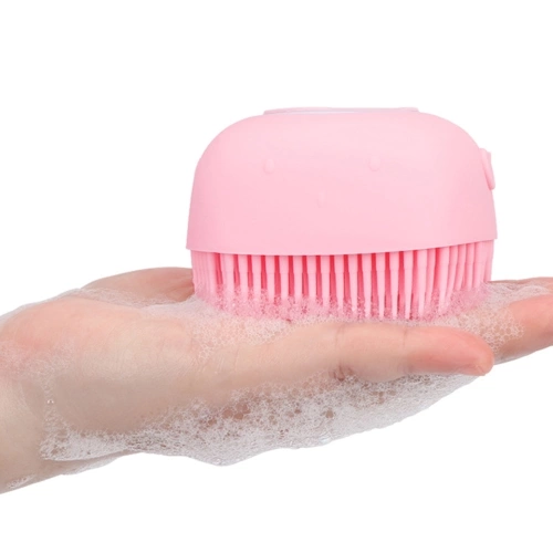 Bath Body Brush with Shampoo Dispenser for Women Soft Silicone Bristles Palm Body Massage Brush Exfoliating Shower Body Bath Brush for Washing Shampooing Massaging