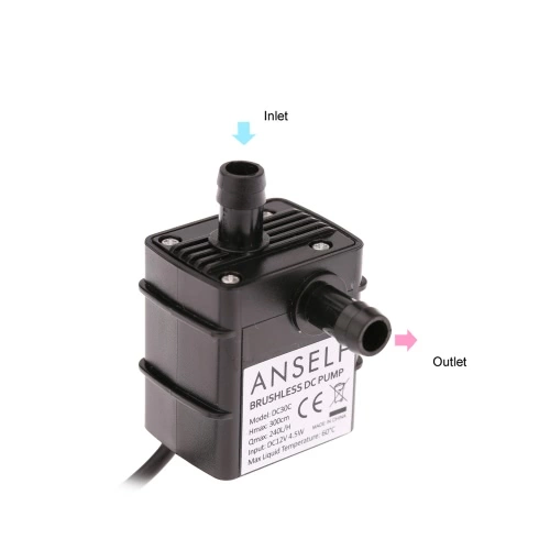 Anself Ultra-quiet Mini DC12V 4.5W Micro Brushless Water Oil Pump Waterproof Submersible Fountain Aquarium Circulating 240L/H Lift 300cm