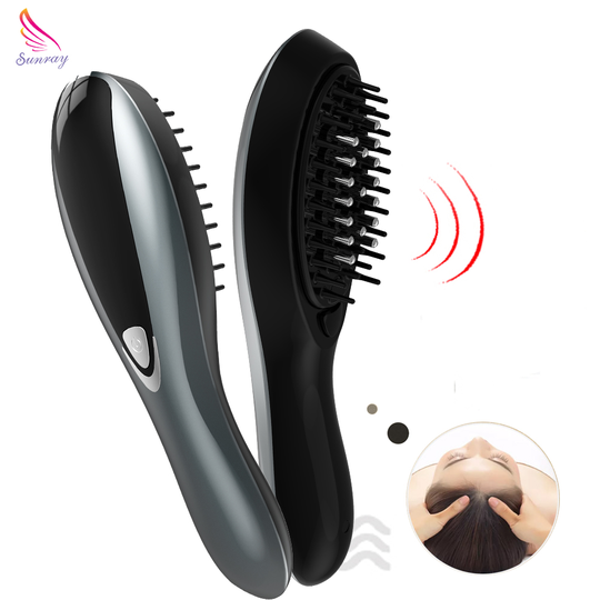 NEW HOT electric vibrating scalp massager anti hair loss serum massage brush comb with 12ml liquid removable tank