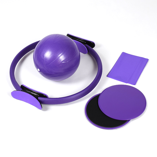 Ship from US 4pcs core sliders elastic belt Pilates circle yoga ball equipment fitness Yoga training suits set