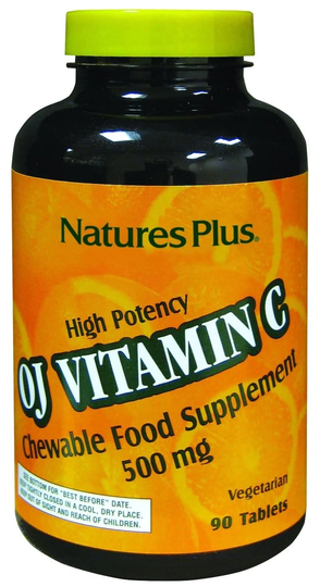 Nature's Plus Orange Juice C Chewable, 500mg, Tangy, 90 Chewables
