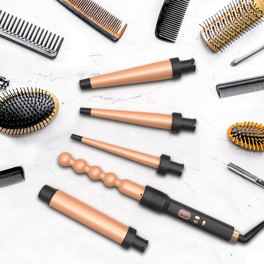 Factory custom Private Label wave ceramic electric Curling wand set 5 in 1 interchangeable hair curler iron Hair Curling wand