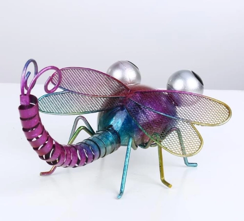 Tooarts Dragonfly Wall Decoration Iron Cartoon Dragonfly Tabletop Decoration Garden or Children's Room Decor Natural Style Colorful