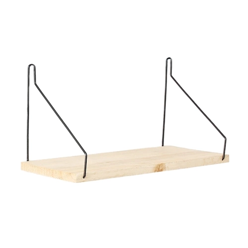 Rustic Wall Mount Shelf with Metal Brackets Storage Shelves Room Decor for Kitchen Living Room Bathroom Bedroom without Nails