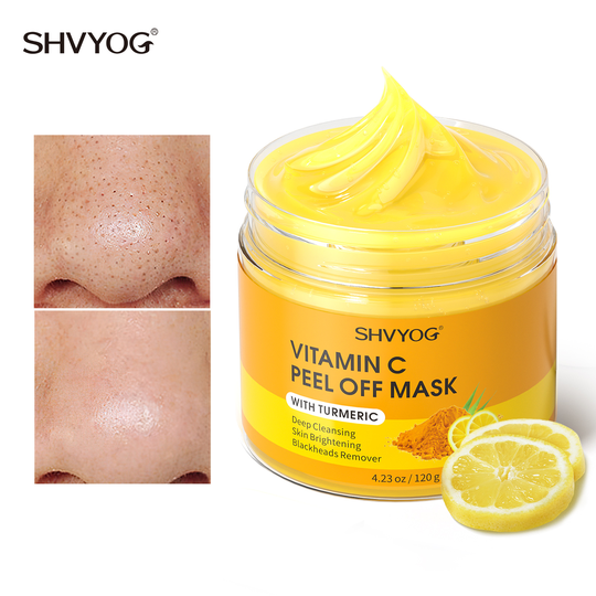 Amazon Best Selling Vitamin C Deep Cleansing Peel Off Blackhead Large Pores Remover Purifying Turmeric Mask With Silicon Brush