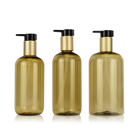 Luxury empty cosmetic packaging 300ml 350ml 500ml shampoo pet plastic pump bottles