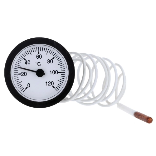 Dial Thermometer Capillary Temperature Gauge with 1.5m Sensor 0-120°C for Measuring Water Liquid