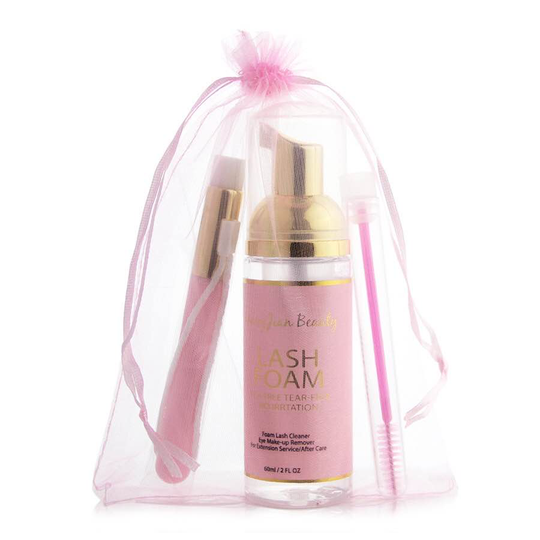 Private label deep cleaning eyelash extension tools set private label pink lash shampoo