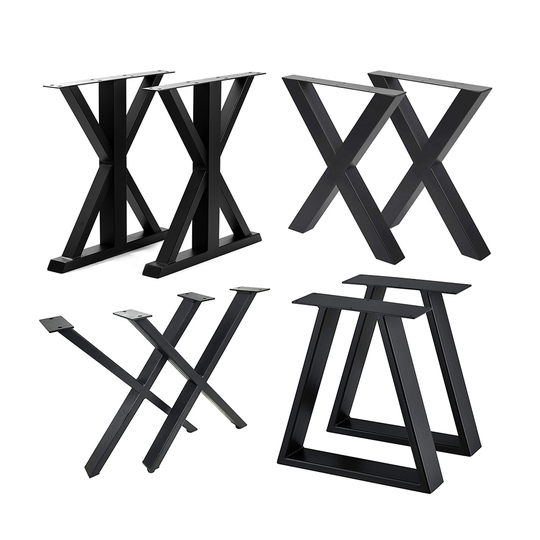 Black Brushed Powder Coating Wrought Cast Iron Square X shaped Desk Metal Bench Industrial Office Frame Dining Coffee Table Legs