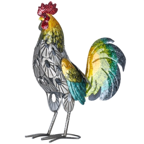 Tooarts Rooster Sculpture Modern Iron Ornament Art