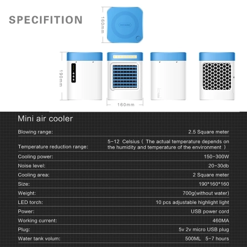 KECHAODA S9 Mini Portable Air Conditioning Fan Home Refrigerator Cooler