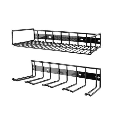 2-layer 4-slot Tool Shelf Tool Organizer Tool Rack Power Tool Storage Organizer Rack Wall Mount Tool Holder for Cordless Drill and Power Tools K/D Assembly Garage Storage & Organization for Electric Drill & Battery
