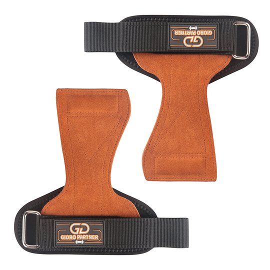 Durable Cowhide Leather Fingerless Gymnastic Pull Up Hand Grips Weight Lifting Kettlebells Cross Training