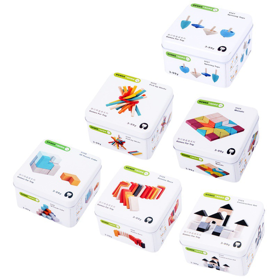 New Kids DIY Portable Educational Learning Wooden Puzzle Family Parent Interactive Card Games Travel Iron Scare Box Toys