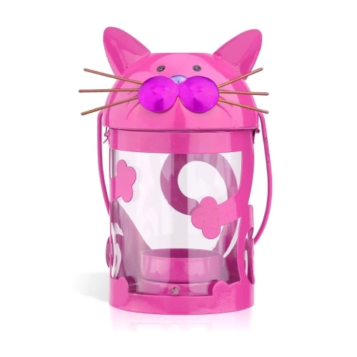 Cat candle holder(pink) Hurricane lamp Practical ornament Creative ornament Home Furnishing Articles
