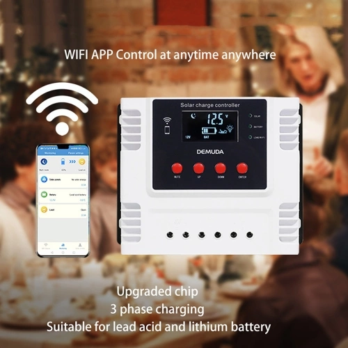 MPPT Intelligent Solar Charges Controller Mobilephone App Control Real-time Data Monitoring Device 30A
