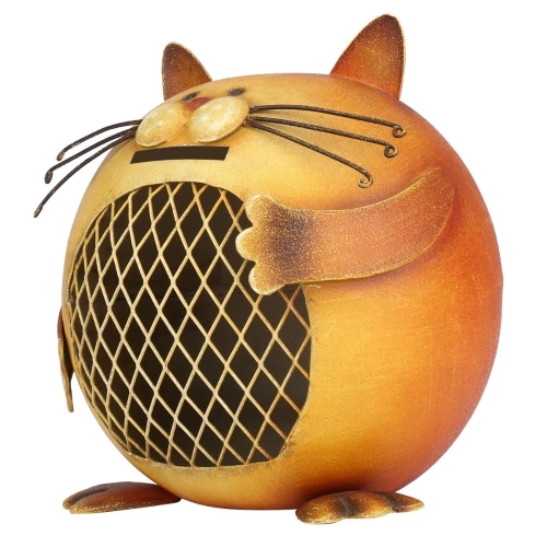Tooarts Orange Cat Coin Bank Animal Piggy Bank Iron