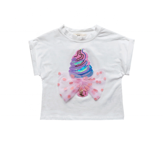 Large Ice Cream Personalized Appliqued Iron On Sequin Embroidery Patches for Clothing