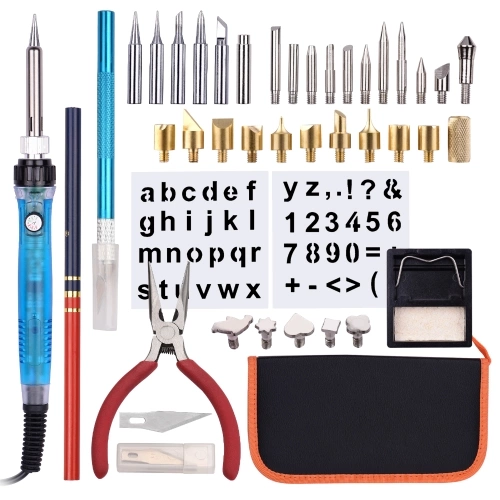 Wood Burning Tool Kit 38PCS Professional Pyrography Pen with Soldering Iron Set Adjustable Temperature from 200-450°C for Beginners Adults Wood Burning Carving DIY Embossing Soldering