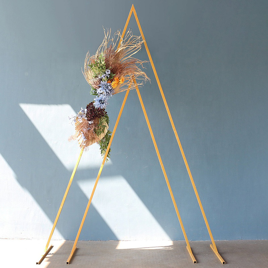 Ready Stock 2*1.5M Gold Iron Triangle Balloons Flower Birthday Wedding Ceremony Backdrop Decoration Arch