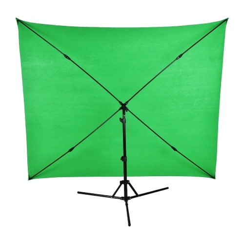 2x1.5m/ 6.5x4.9ft Green Screen Backdrop Photography Background with Adjustable Tripod Cross-Shaped Stand for Streaming Gaming Studio Photography