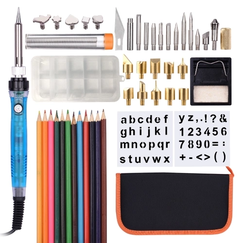 Wood Burning Tool Kit 52PCS Professional Pyrography Pen Soldering Iron Set Adjustable Temperature from 200-450°C for Beginners Adults Wood Burning Carving DIY Embossing Soldering