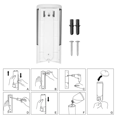 CHUANGDIAN Wall-mounted Single Bottle Manual Soap Dispenser Shampoo Box Rest Room Washroom Toilet Hand Washing Liquid Shampoo Shower Gel Machine Liquid Soap Dispenser Soap Dispenser & Holder 500ml