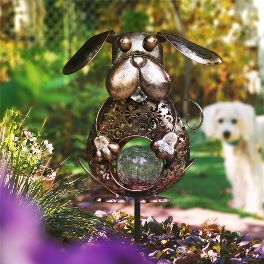 Overseas stock Solar iron garden light dog landscape lighting stakes led yard light