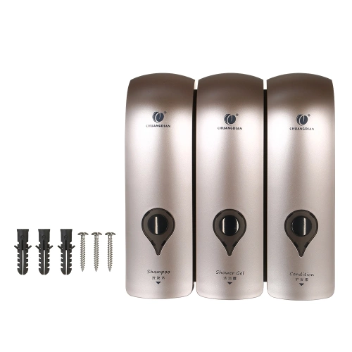 CHUANGDIAN Manual Soap Dispenser 3 Chamber x 300ml/ 10.2oz Wall Mounted Liquid Shampoo Box Shower Gel Hand Soap Dispensers for Kitchen Bathroom Home Hotel