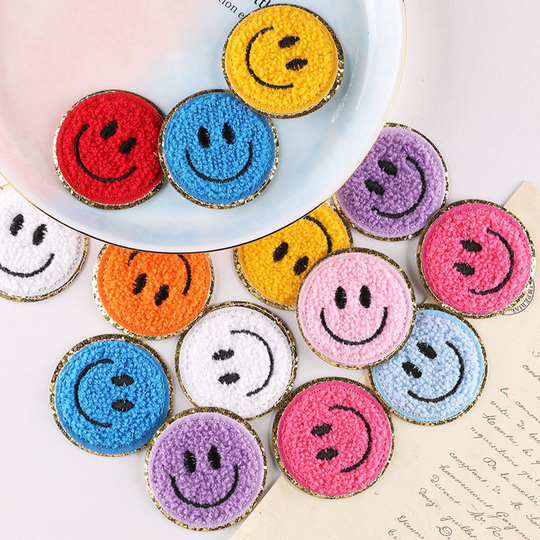 Custom Diy Cartoon Sequin Patches Iron On Smile Patch Smiley Face Patches
