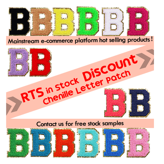 In stock discount iron on alphabet glitter chenille varsiti patch letters for clothes chenille patches