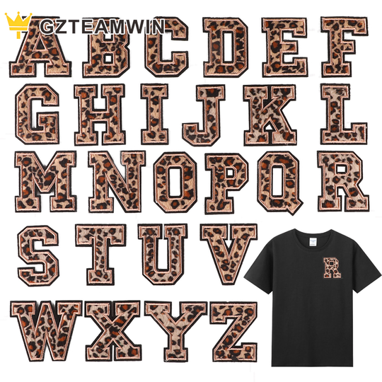 Wholesale Diy Embroidered iron on patches letters garment accessories Leopard print Towel Chenille Patches