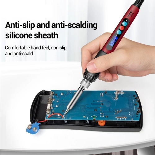 ANENG SL103 13pcs Mini Electric Soldering Iron with LCD Digital Display 180°C~500°C Adjustable Temperature 60W Intelligent Soldering Iron Kit with Tweezers Tin Wire for Electronic Components Repair