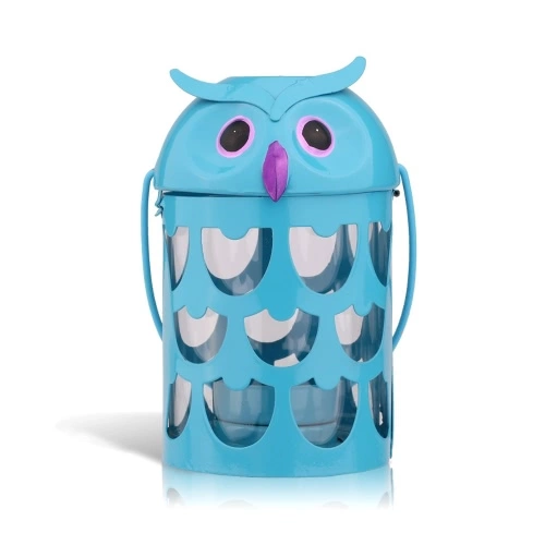 Tooarts Owl candle holder(blue) Hurricane lamp Practical ornament Creative ornament Home Furnishing Articles