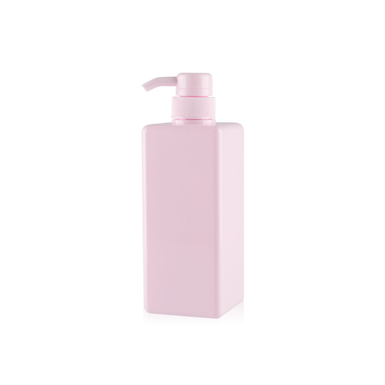 High capacity skincare containers and packaging PETG pink cosmetic square bottles 650ml plastic shampoo bottle
